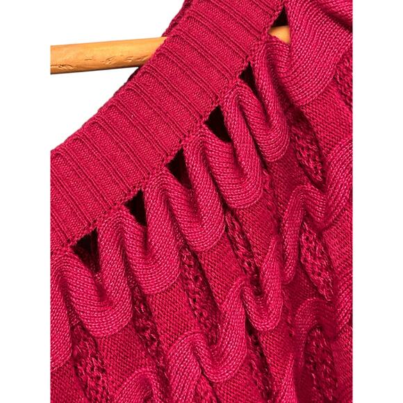 Once Again‎ Pink Open-Knit Batwing Sweater - Women’s Size Medium - Picture 6 of 8